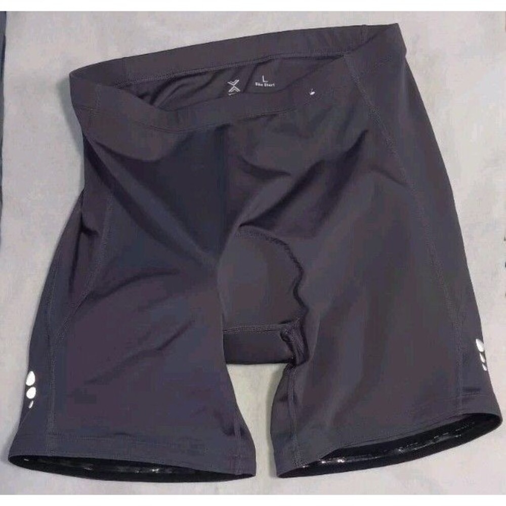 Xersion Cycling Bike Shorts Mens Size Large Gray Anti Odor Leg Grips Stretch...